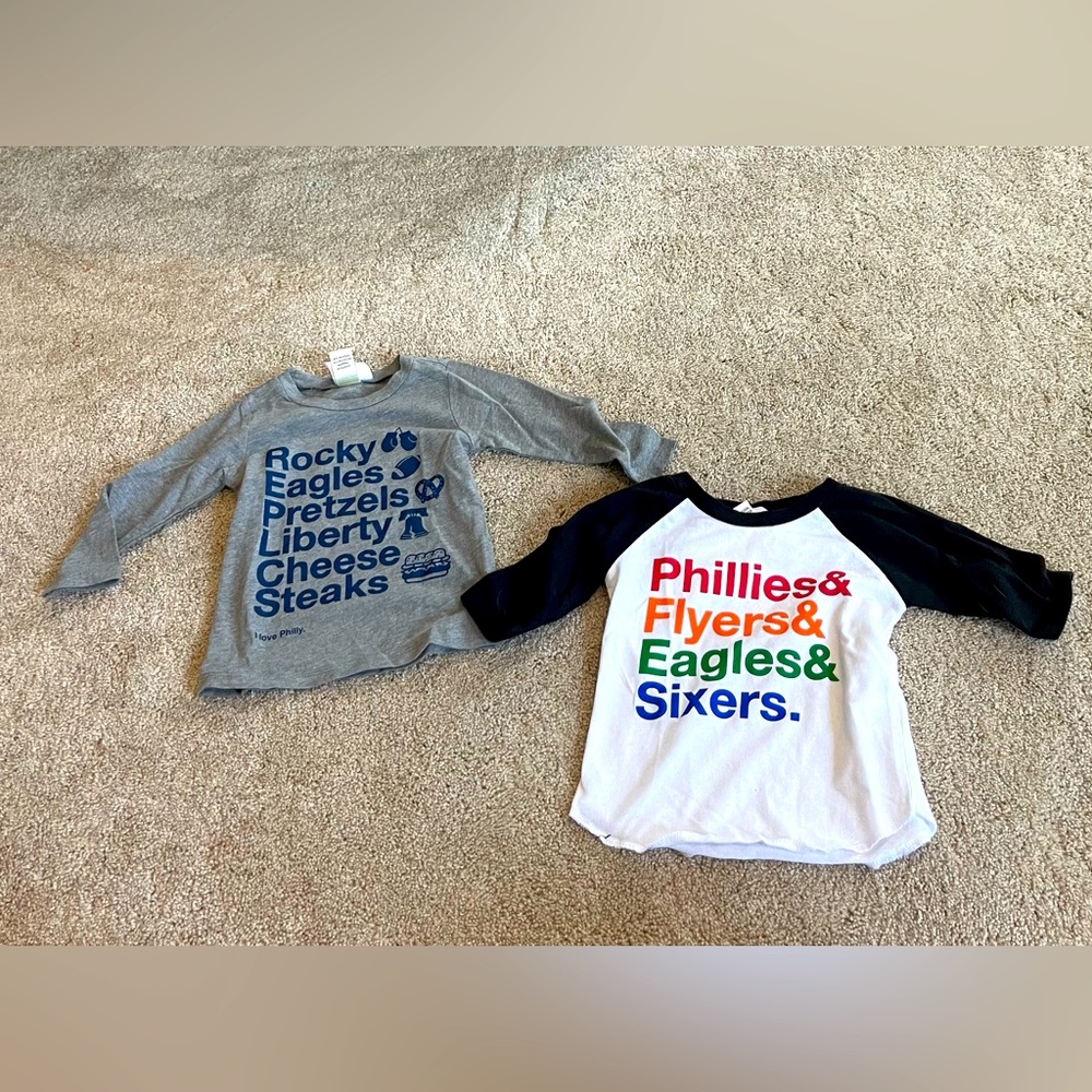 Eagles, Phillies Sports Long Sleeve Shirts, Size 6M